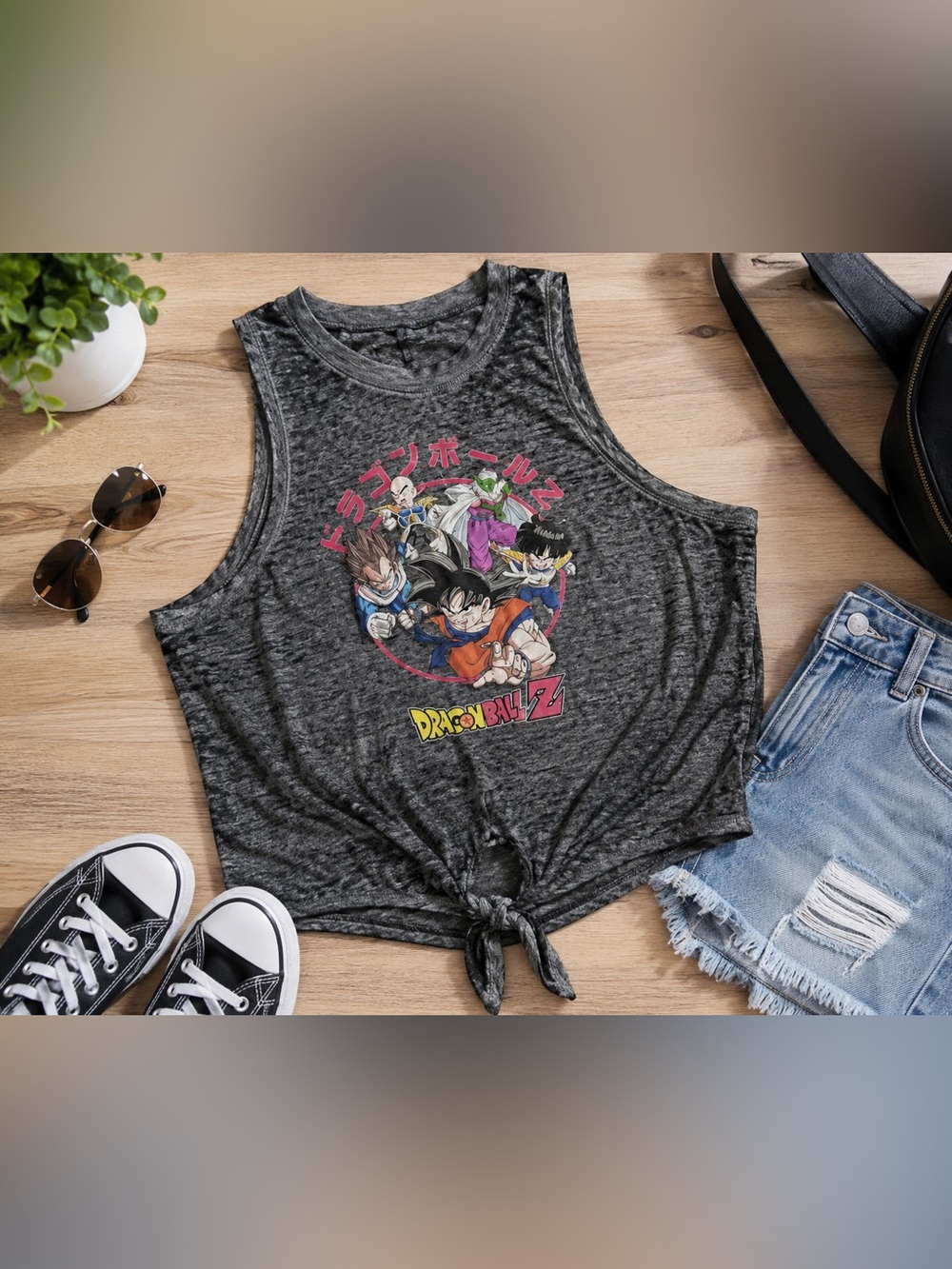 Dragon Ball Z Burnout Graphic Tie Front Tank Top 2XL Y2K Anime Festival